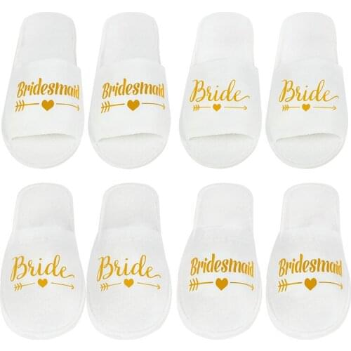 1Pair Bride to be Bridesmaid Disposable Soft Slippers Bridal Shower Bachelorette Hen Party Decoration Supplies Wedding Gift