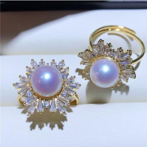 Gorgeous Ring Mountings Base Findings Adjustable Ring Jewelry Setting Parts Fittings for Akoya Edison Pearls Jade Coral Beads