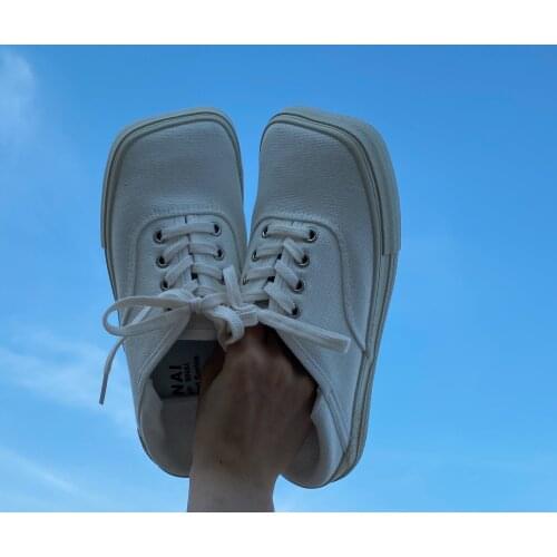 Casual large size 40 womens shoes spring and autumn new fashion trend square toe white shoes student flat canvas shoes
