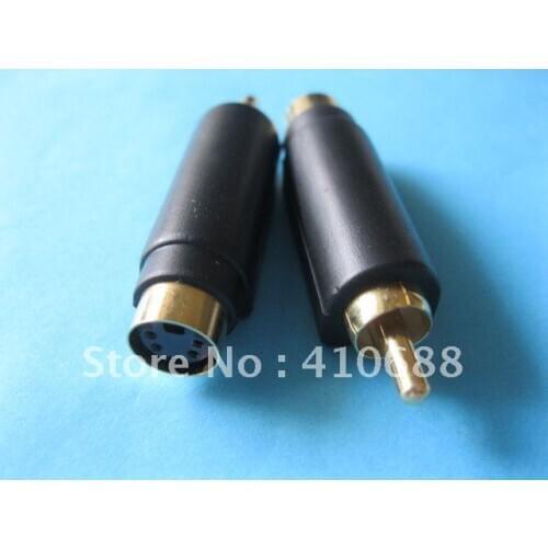 Converter RCA Male To Mini 4 pin DIN Jack Female Gold Head 50 pcs