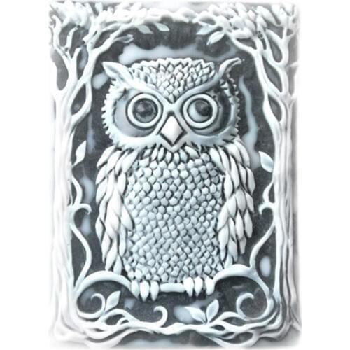 PRZY silicone wise owl in the tree of knowledge square shape DIY cake decoration handmade soap candle aroma stone mold