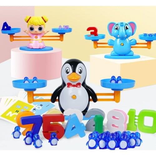 QWZ Montessori Math Animal Figure Digital Balance Scale Toy Educational Balancing Scale Number Board Game Kids Preschool Toys