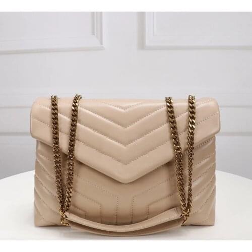 Women Genuine Leather Handbag 31CM luxury Designer Female Lambskin Chain Shoulder Bag Lady Messenger Crossbody Bag free shipping