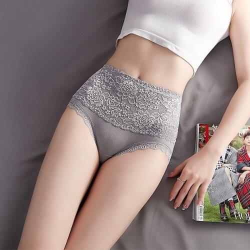 High Waist Lace Panties Women Seamless Slimming Tummy Control Briefs Sexy Plus Size Shapers Lingerie Cotton Health Knickers
