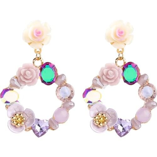 Perfect Quality Resin Flowers Dangle Earrings For Women Fashion Jewelry Maxi Girls' Colletion Earrings Accessories
