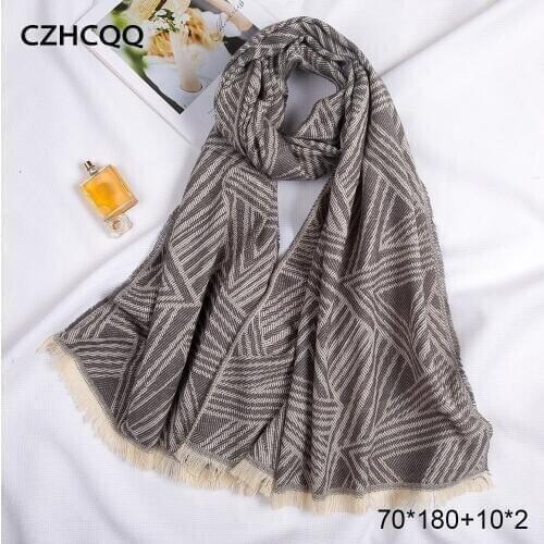 Wool Scarf Luxury Ladies 100% Women Viscose Hijab Stole Foulard Femme Long Pashmina Cashmere Shawl Cotton Women Winter Scarf