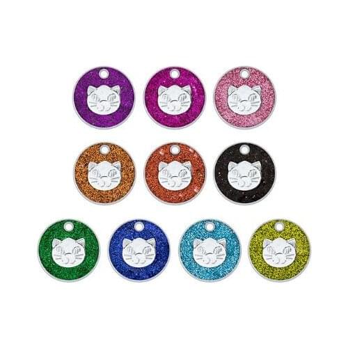 20pcs/lot Mix Colors Bling Round Sparkly Pet Cat DIY hang pendant charms fit for keychains bag pet collars fashion jewelrys