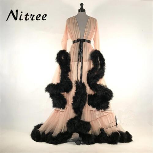 2018 Feather Formal Evening Dresses African Dubai Turkish Arabic Sexy See through Gowns Kaftan Prom Party Dress Abendkleider