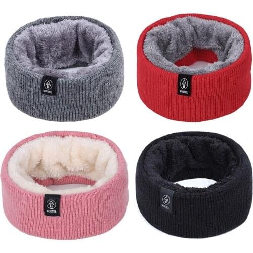 2020 Fashion Unisex Black Red Winter Snood Collar Scarf Women Knitted Fur Thick Neck Wear Scarves Ring For Men