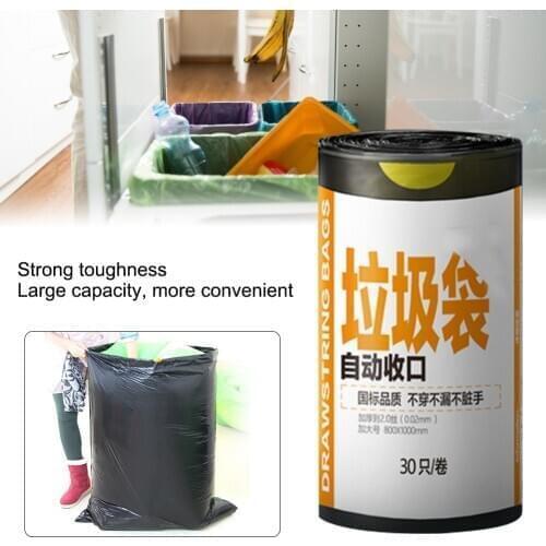 30pcs Thick Drawstring Garbage Bags Rubbish Bin Toilet Waste Trash Liners Large Size 80 X 100cm Restaurants Kitchens Corporate