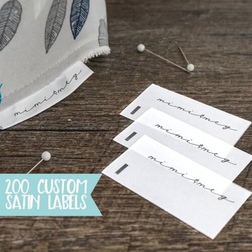 200pcs Personalize satin sew-in washing labels Brand clothing label tag Knitting name logo Fabric Care tags hats DIY accessories