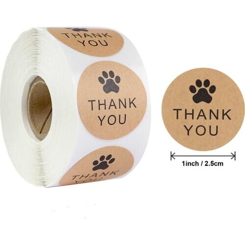 500 Labels per roll Round Natural Kraft Thank You Sticker seal labes Hand Made With Love Sticker Paper Stationery sticker