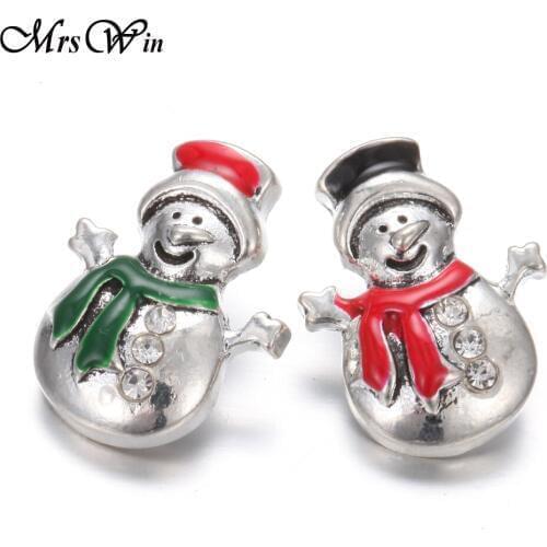 6pcs/lot New Christmas Snap Jewelry 18mm Metal Snowman Snap Buttons Fit Snap Button Bracelet Watches Women Jewelry