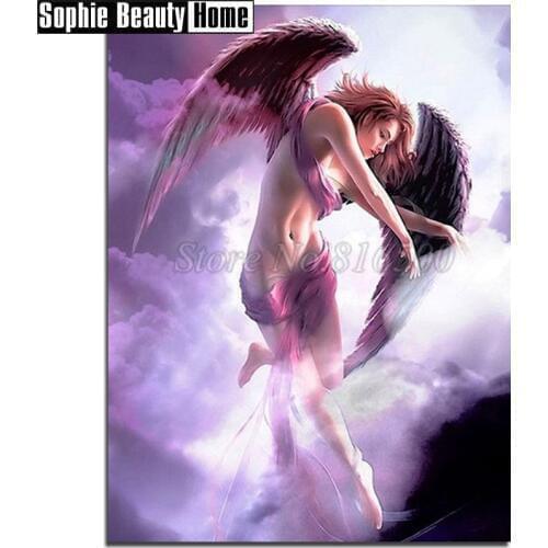 DIY Diamond Painting Accessories Diamond Mosaic Cross Stitch Sexy Naked Beauty&Wings Full Diamond Embroidery Wall Decor 18B057