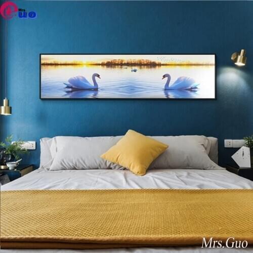 5D DIY Diamond Painting A Pair Of Swans On The Lake Romantic Heart Nordic Style Decorative Full Square Round Rhinestone Mosaic
