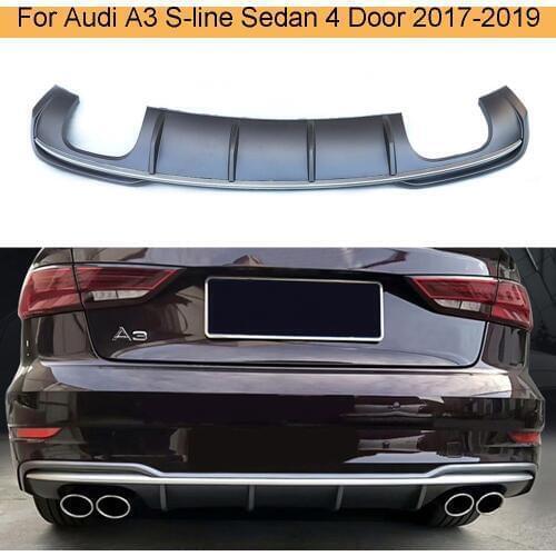 Car Rear Bumper Diffuser Lip for Audi A3 S-line Sedan 4 Door 2017-2019 Car Rear Lip Spoiler Four outlet Car Accessories