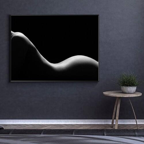Black and White Sexy Nude Wonman Body Canvas Painting Cuadros Posters and Prints on the Wall Art Picture for Living Room Decor