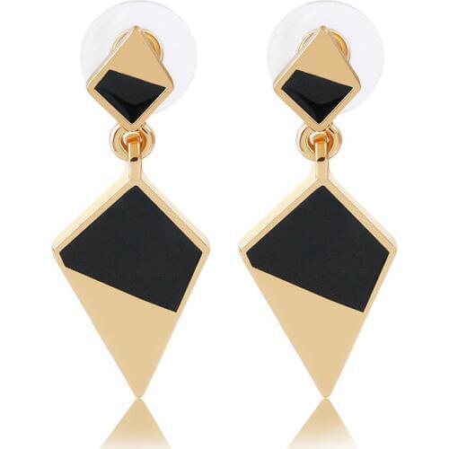 Black & Golden Edges and Corners Geometric Drop Earrings Women Dangle Earrings