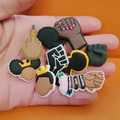 Black Gesture Charm Accessories Accessories Black Life Material Shoes Decoration Crocodile Gibz Kids Party X-mas Gift