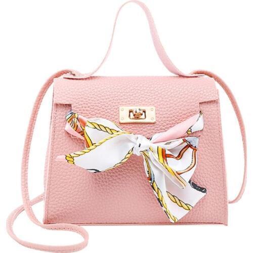 Women PU Leather Handbag Shoulder Lady Crossbody Bag Tote Messenger Satchel Purse with Scarf Decor