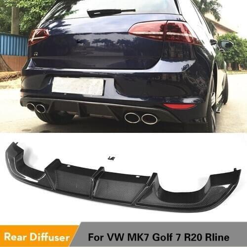 Carbon Fiber / FRP Rear Bumper Exhaust Diffuser Lip Spoiler for Volkswagen VW GOLF 7 VII MK7 R R-LINE Hatchback 2014 - 2017