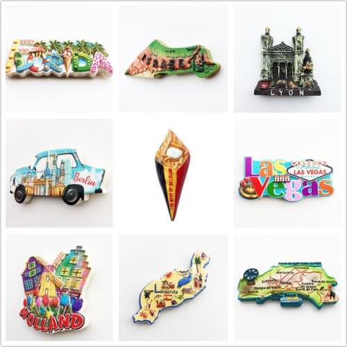 Characteristic European and American Fridge Magnets Tourism Souvenir Refrigerator Magnetic Sticker Collection Handicraft Gift