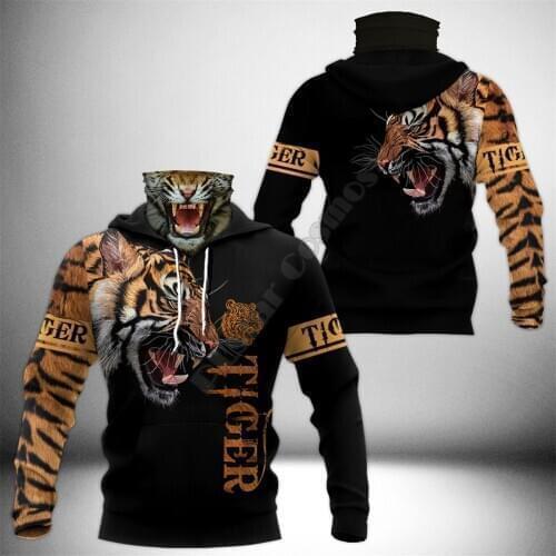 Tiger 3D Printed Hoodies Harajuku Fashion Sweatshirt Women Men Casual Pullover Hoodie Mask Warm Cosplay Costumes