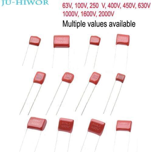 CBB Metal Polypropylene Film Capacitors Fixed Capacitor 63V 100V 250V 400V 450V 630V Multiple Values Available