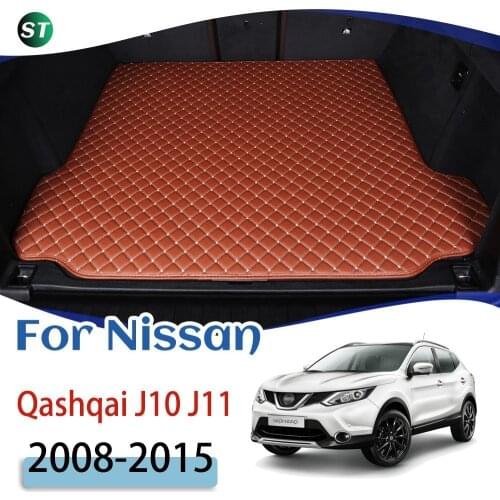 For Nissan Qashqai J10 J11 2008-2015 Custom Leather Car Trunk Mats Rear Trunk Floor Mat Tray Carpet Cargo Liner Car Accessories