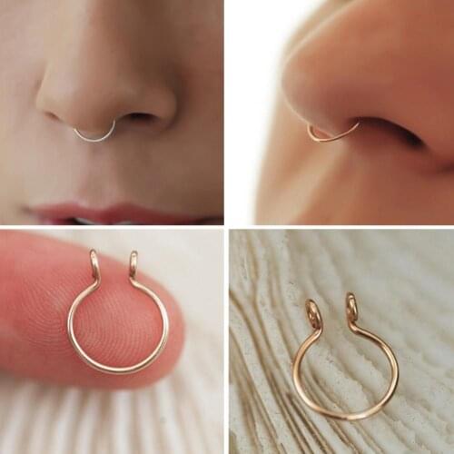 Hot Sales Fashion Thin Brass Non-Piercing Loop Open Nose Ring Women Jewelry Charm Decor