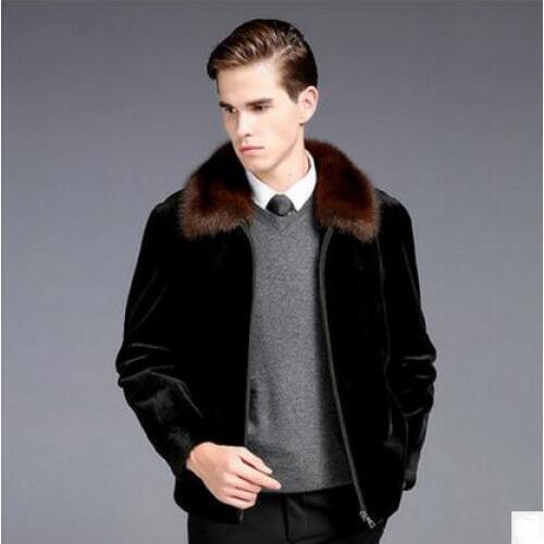 S/6XL Mens Faux Mink Fur Coats Plus Size Winter Autumn Warm Outwears Man-Made Fur Male Jackets Overcoats Black Clothes K389