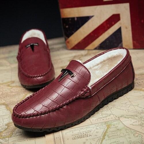 Winter bean shoes men plus velvet warm cotton shoes large casual shoes cross-border shoes factory outlet