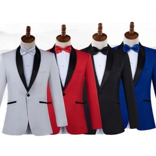 Singer star style dance stage clothing men groom suit set with pants 2020 mens wedding suits costume white formal dress