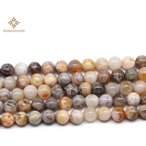 Natural Stone Bamboo Leaf Carnelian Agates Round Beads 15" Strand 4 6 8 10 12MM Pick Size For Jewelry