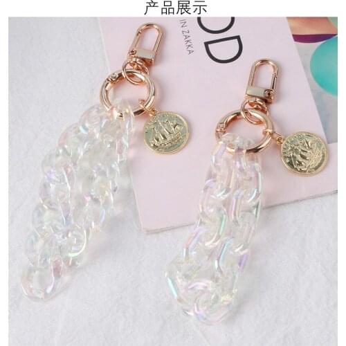 New Design key chain dream colorful button chain Acid Big exaggerate acrylic key pendant purse Pendant