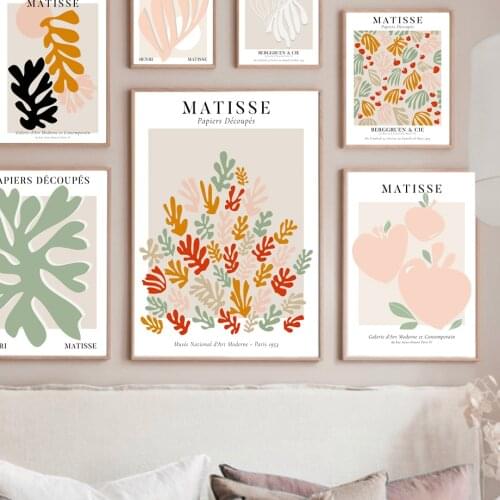 Paris Abstract Matisse Cut Papers Leaf Wall Art Print Canvas Painting Gallery Nordic Poster Wall Pictures For Living Room Decor