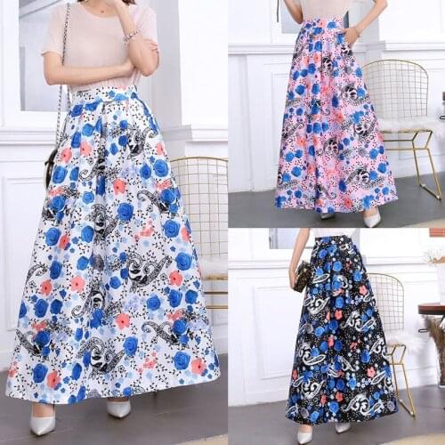 Pleated Skirt Print Cartoon Pattern Empire Elastic Women Big Swing Party Holiday high waist skirt plus size street wear
