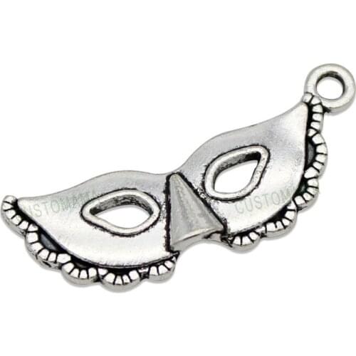 60pcs-Antique Tibetan Silver Mask Charms Pendant, Jewelry Making 31x13mm