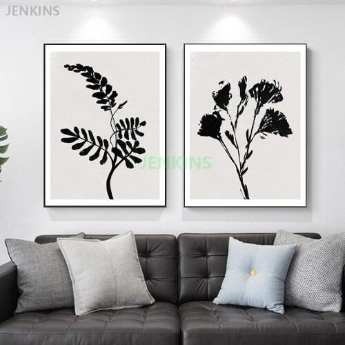 Nordic Home Decor Wall Living Room Study Room Modern Simple Ink Painting Mono Plants Canvas Painting Art Print Poster Picture
