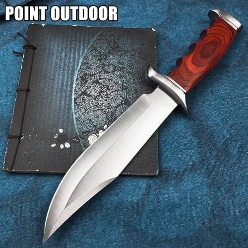 HEAVY DUTY Stainless Steel Survival Rambo Knives Military Fixed Blade Skinning Hunting Tactical Bowie Knife MACHETE Wood Handle