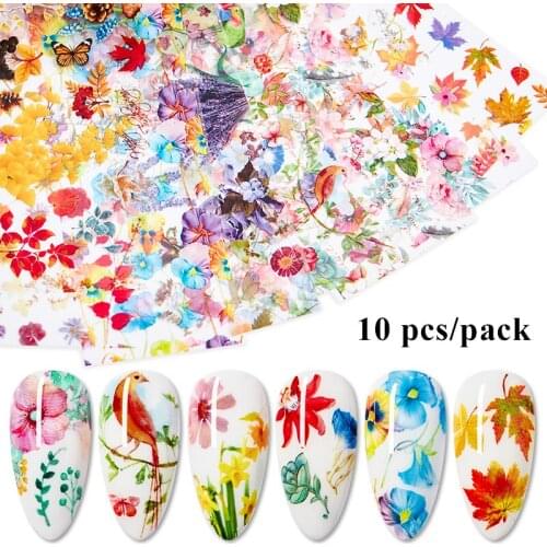 Maple Leaf Nail Art Transfer Sticker Set Sliders For Nails Self-Adhesive Nail Foil Stickers DIY Nail Foil Nail Art Decorations