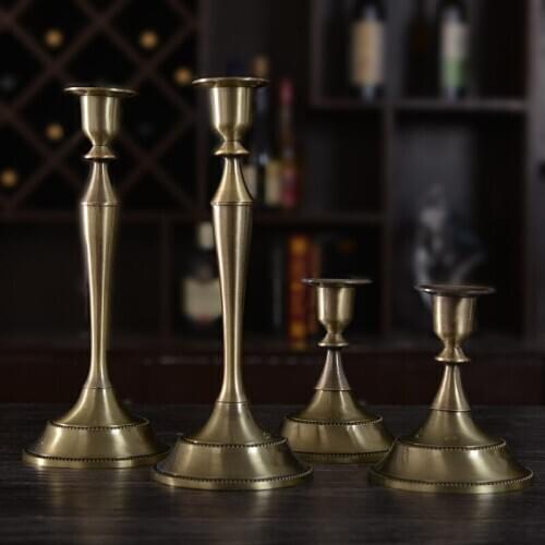 Vintage Stick Candle Holder Gold Pillar Metal Wedding Nordic Small Candle Holders Stand Table Taper Portavelas Home Decor AD50CH