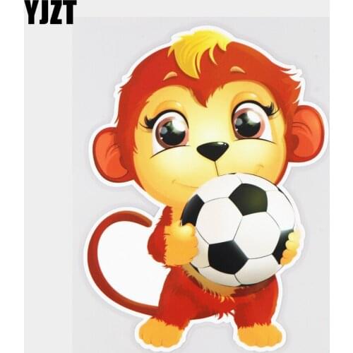 YJZT 12.2×16.8CM Monkey Holding A Football Creative Cartoon Stickers Car Decoration Decals 21A-1082