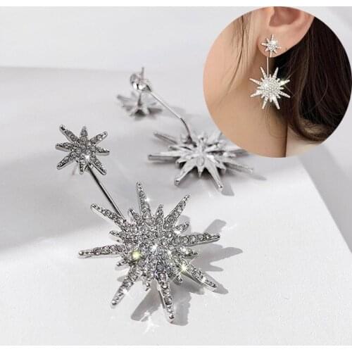 Korean New Fashion Elegant Moon Star Rhinestone Drop Earrings For Women Girls Waterdrop Crystal Brinco Party Jewelry
