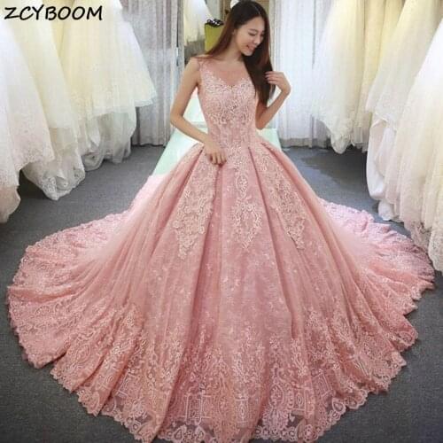 Pink Quinceanera Dresses 2021 Elegant Ball Gown Sweet 16 Formal Party Night Prom Dress Luxury Long Ceremony Graduation Gala Jurk