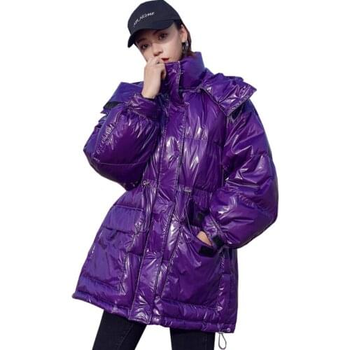 2020 Winter White Duck Down Midi Length Parka Hooded Women Thick Warm Long Coat Loose Outwear Casaco Feminino Parkas