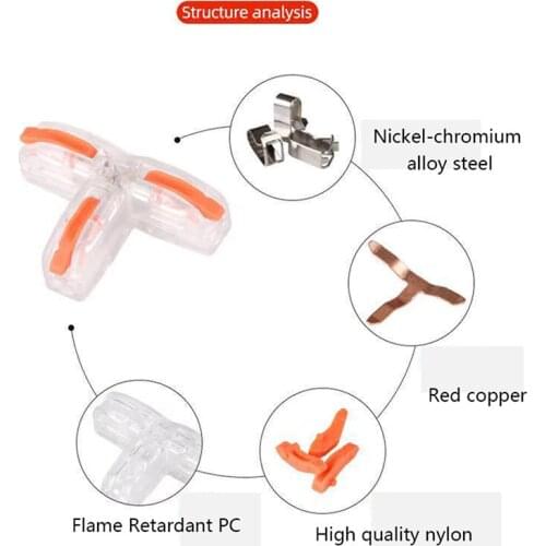 10pcs Compact T-Type Push-in Fast Wire Connector Distribution Terminal Block electrical splitter Connectors