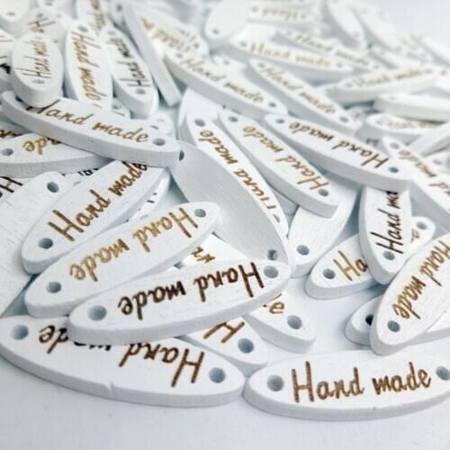 100 Pieces White Wooden Buttons Handmade Label DIY for Wedding Party Gift Tags Crafts