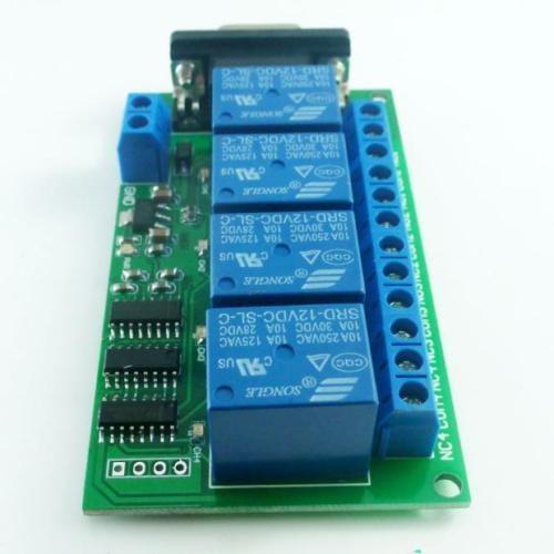 DC 12V 4Ch DB9 RS232 Relay Board SCM PC UART Remote Control Switch PLC Motor CaR