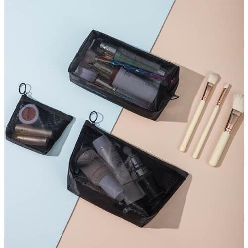 Transparent 3pcs Cosmetic Bag Portable Korean Wash Storage Bag Zipper Beauty Storage Bag Travel Waterproof Wash Bag